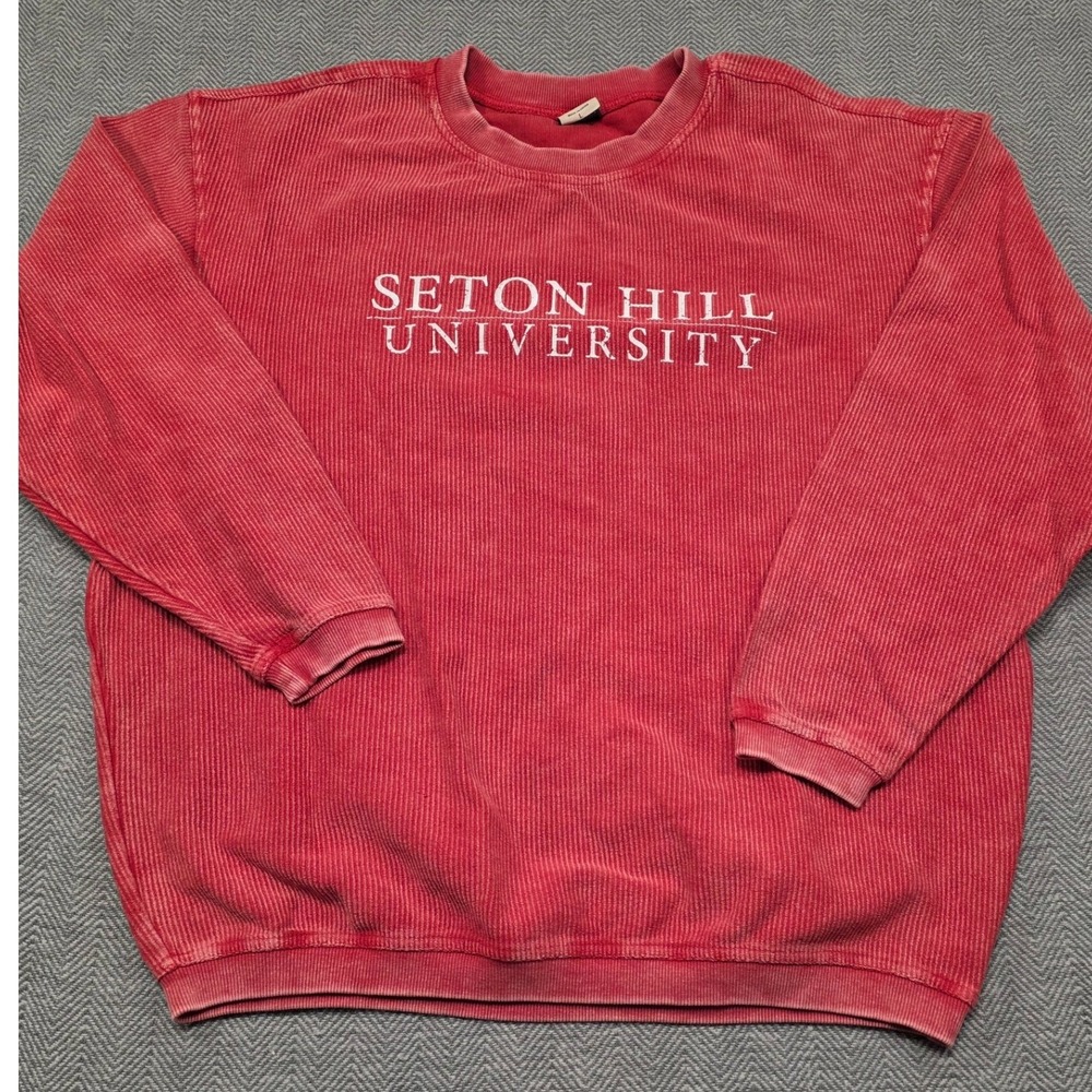 chicka-d Seton Hill‎ University Corded Crewneck Sweatshirt Red Mens Large
